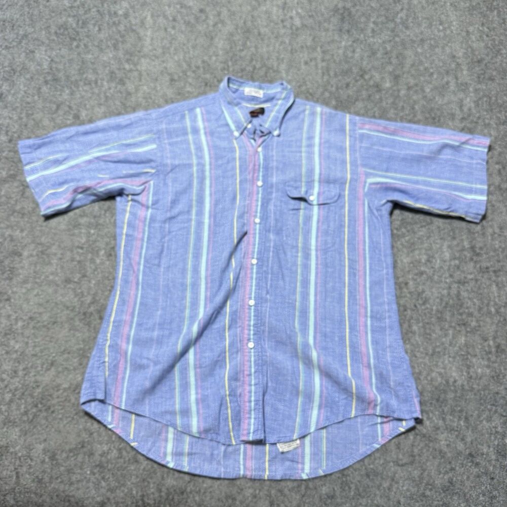 Vintage 90s Traditional Briar Hand Woven Indian Madras Shirt Striped Pastel L